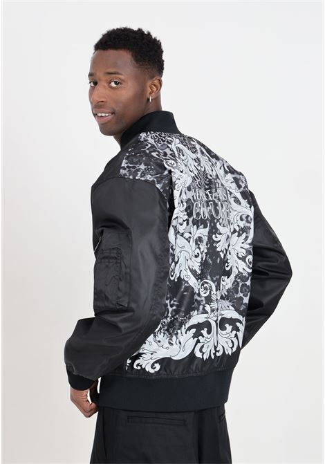 Black men's retro animal print jacket VERSACE JEANS COUTURE | 76GAS408CQD20899